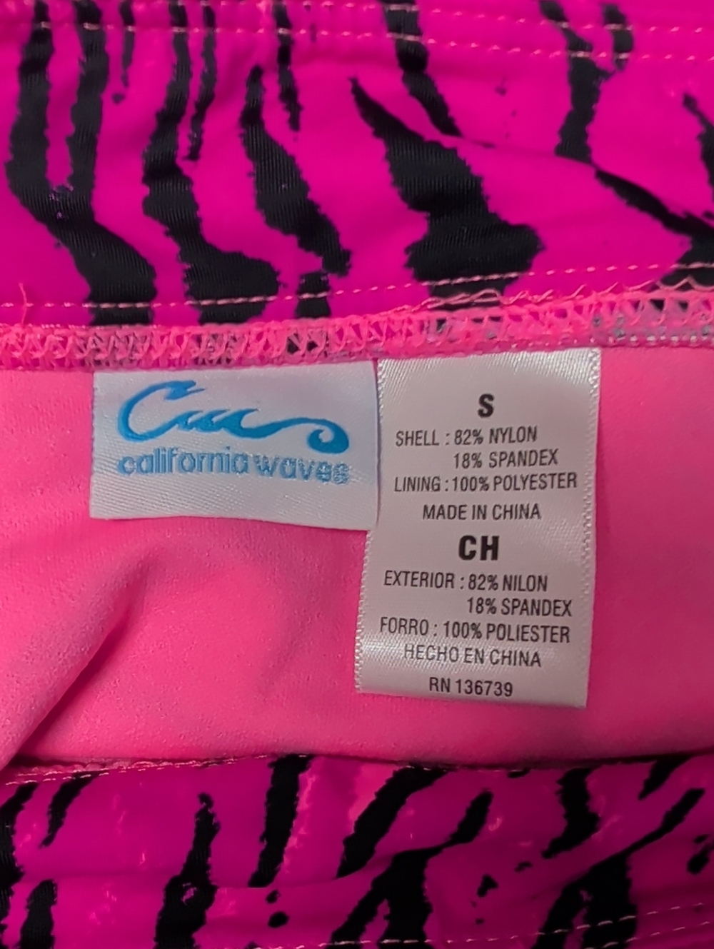 California Waves Pink Zebra Bikini Set Size Small - Picture 3 of 5
